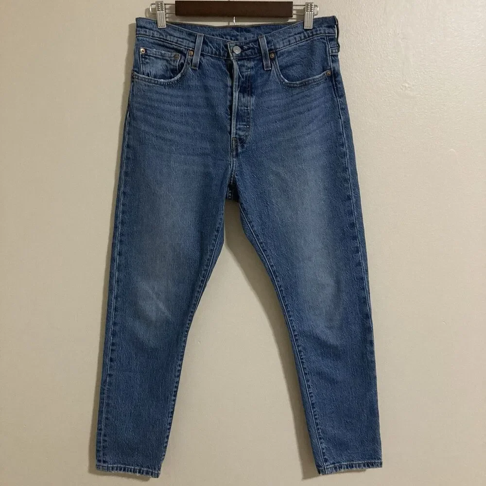 Levi’s 501 Original Fit Jeans Mens 29x30 Blue Button Fly Straight Fit Denim